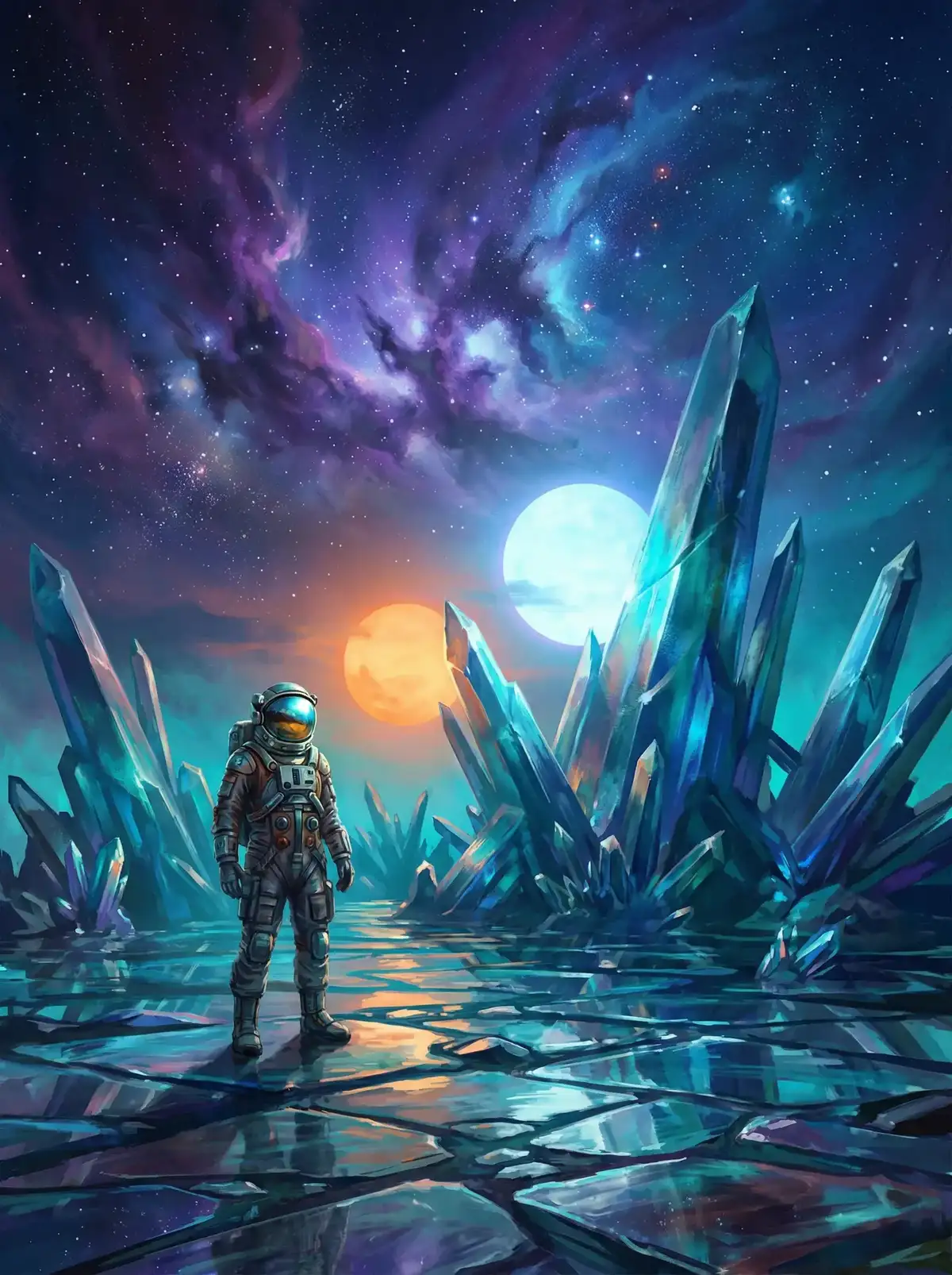 困困狗 - 异星探索者在结晶星球表面行走