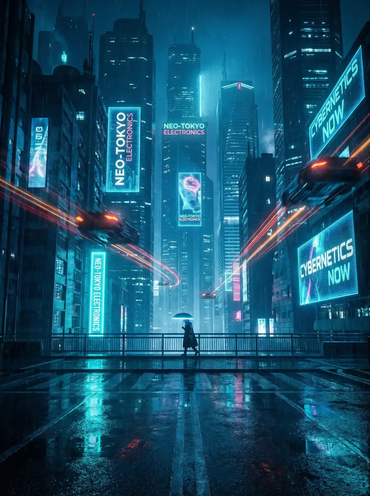 困困狗 - 赛博朋克都市夜景与飞行器
